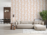 Watercolor Blush and Copper Vine Trailing Floral Wallpaper⁠