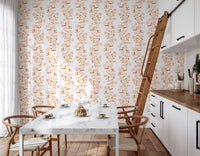 Watercolor Blush and Copper Vine Trailing Floral Wallpaper⁠