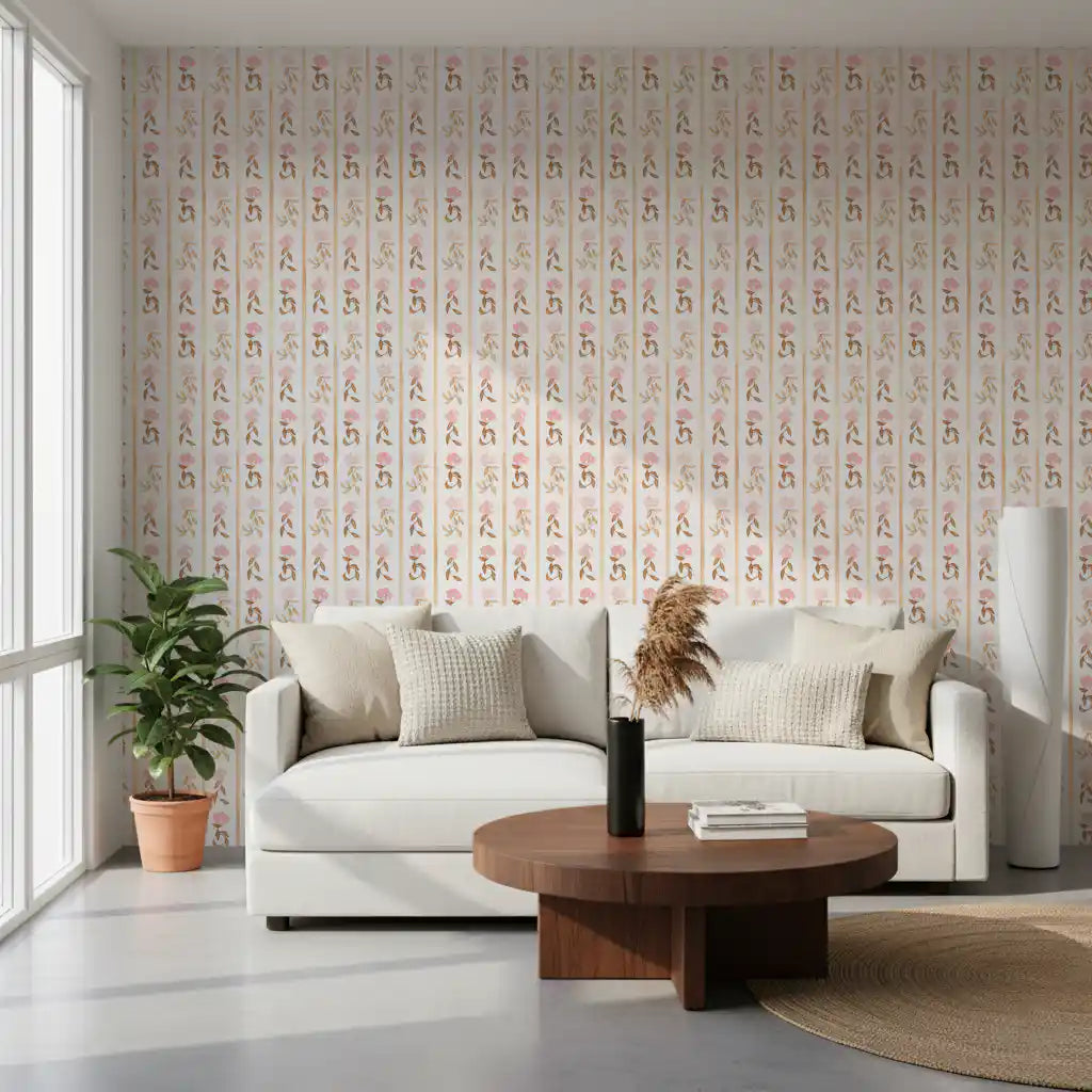 Watercolor Blush Rose Stripe Wallpaper⁠