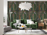 Dark Botanical Meadow Tapestry Wallpaper⁠