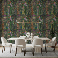 Dark Botanical Meadow Tapestry Wallpaper⁠