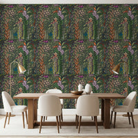 Dark Botanical Meadow Tapestry Wallpaper⁠