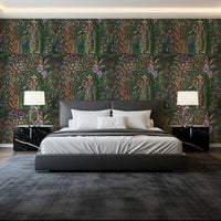 Dark Botanical Meadow Tapestry Wallpaper⁠