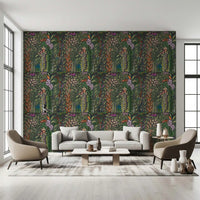 Dark Botanical Meadow Tapestry Wallpaper⁠