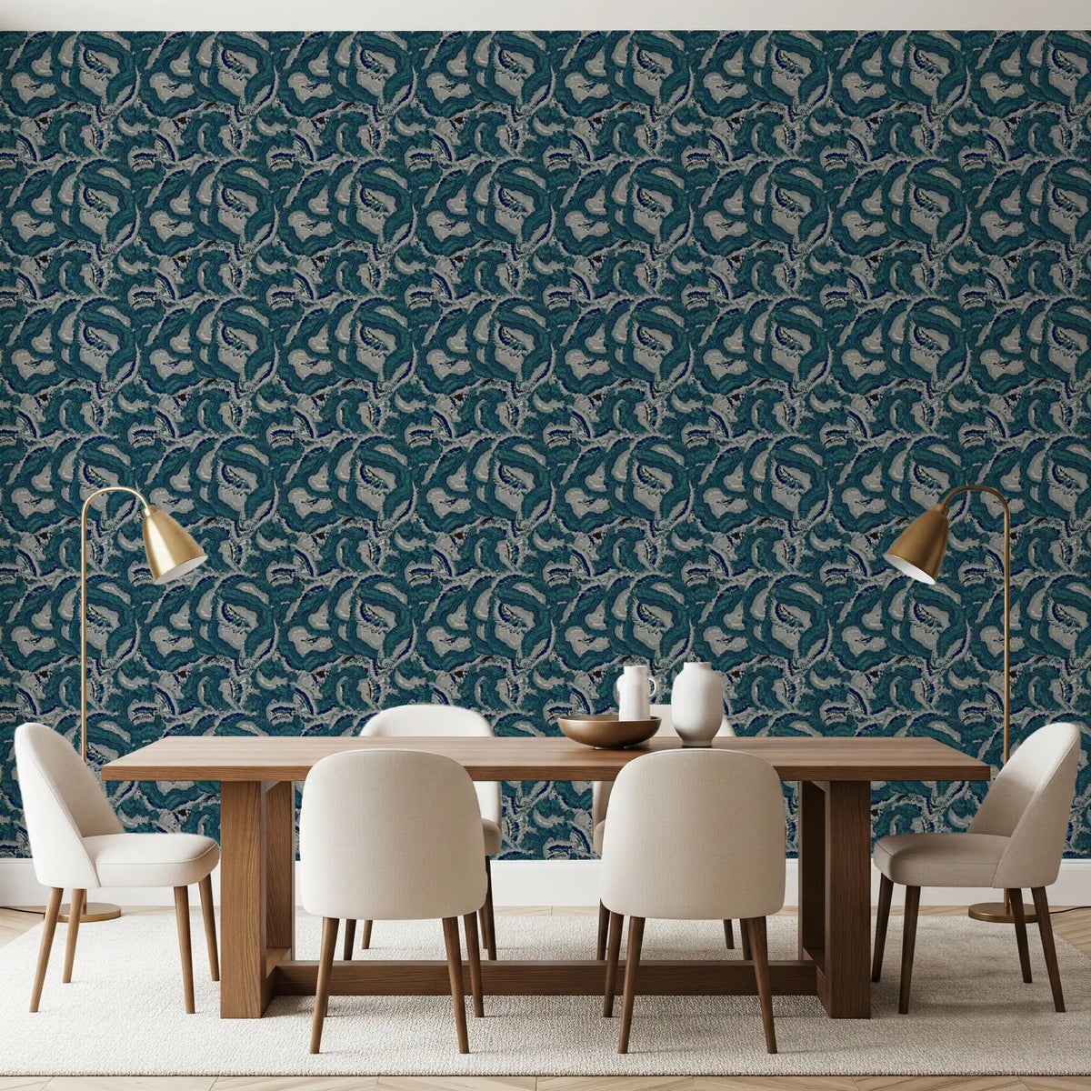 Textured Teal Waves Wallpaper⁠