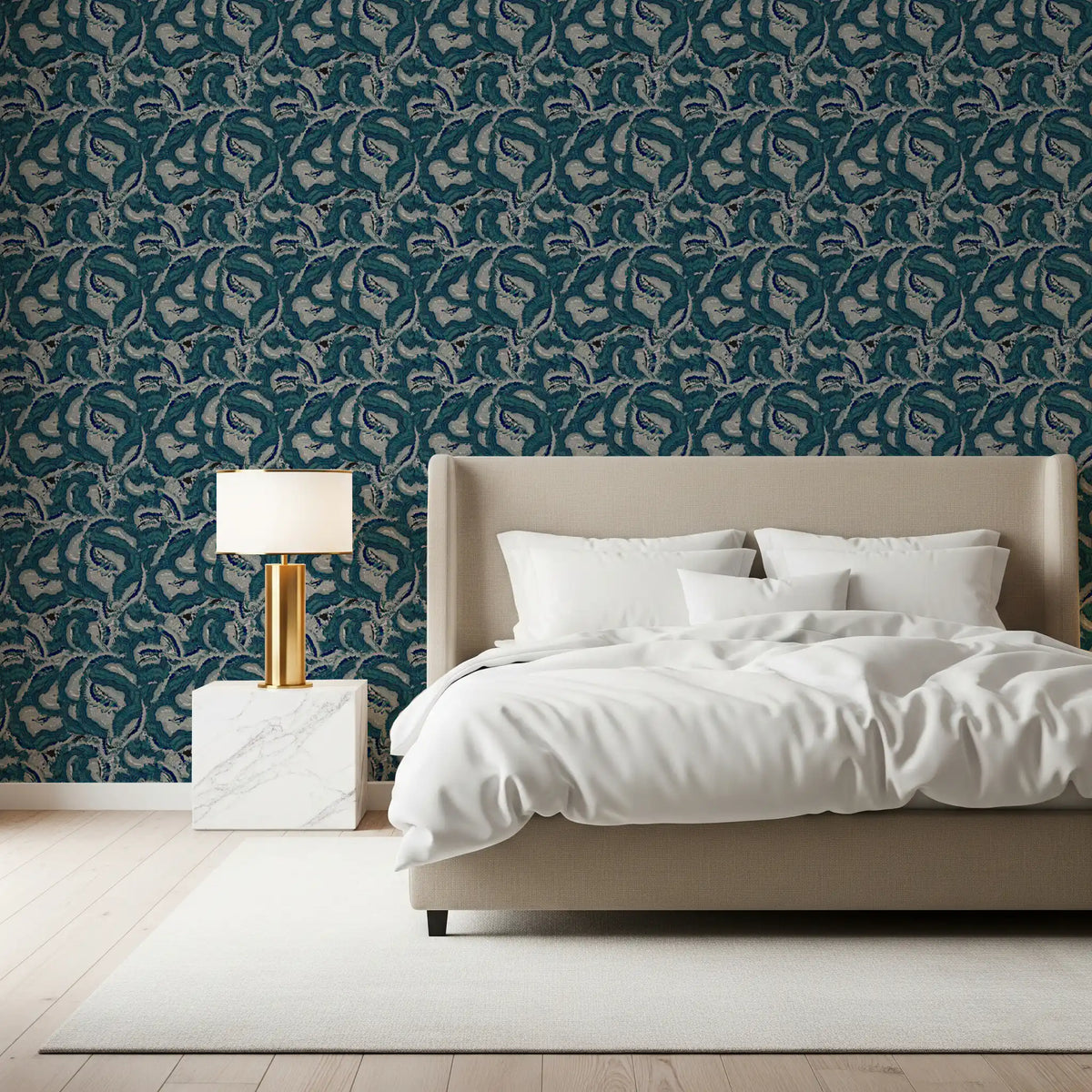 Textured Teal Waves Wallpaper⁠