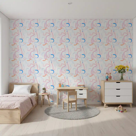 Soft Pastel Ribbon Swirls Wallpaper⁠