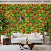 Vibrant Orange Zinnia Garden Wallpaper⁠