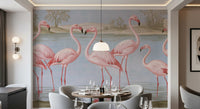 Flamingo Oasis Riverside Scene Wall Mural