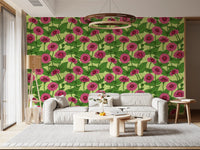 Garden Zinnia Botanical Illustration Wallpaper⁠