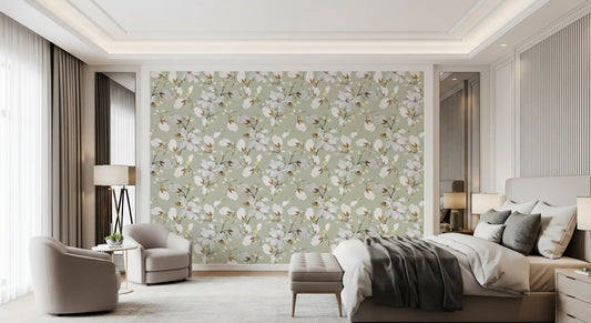 Magnolias on Sage Wallpaper⁠