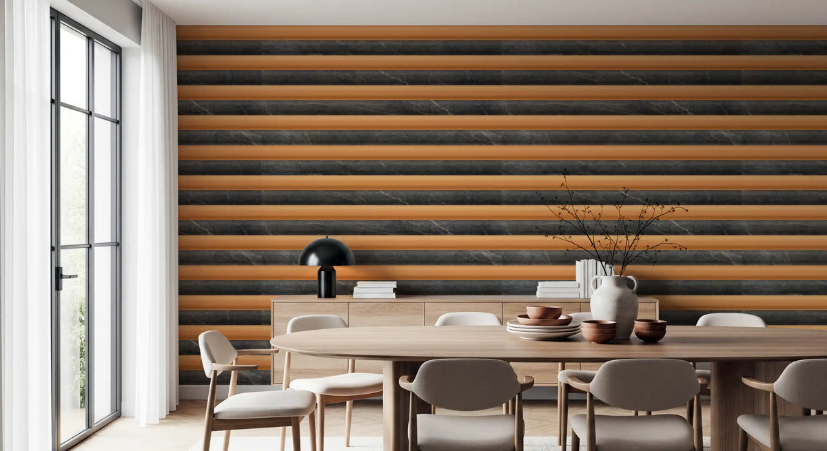 Charcoal Marble Copper Stripe Wallpaper Wallpaper⁠