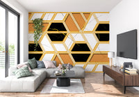 Luxury Gold Geometric Marble Wallpaper Wall Mural