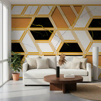 Luxury Gold Geometric Marble Wallpaper Wall Mural