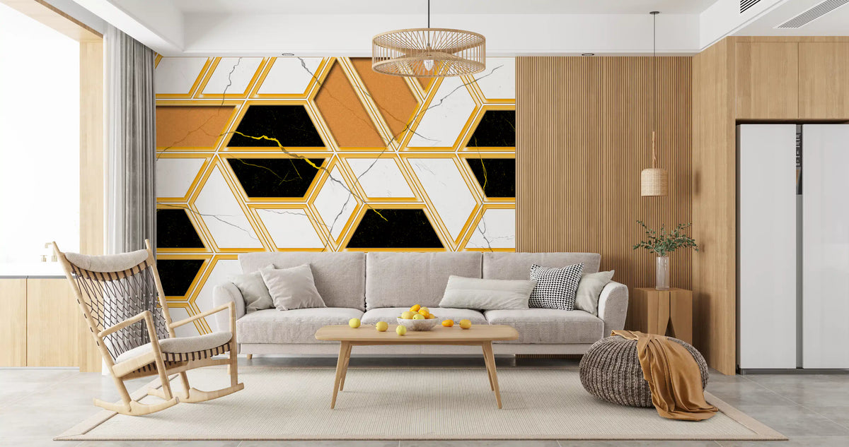 Luxury Gold Geometric Marble Wallpaper Wall Mural