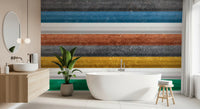 Multicolor Textured Horizontal Stripe Wallpaper Wall Mural