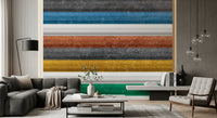 Multicolor Textured Horizontal Stripe Wallpaper Wall Mural