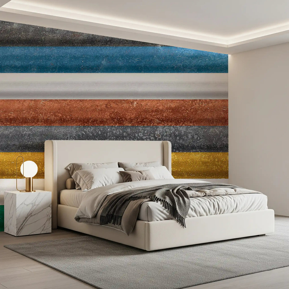 Multicolor Textured Horizontal Stripe Wallpaper Wall Mural