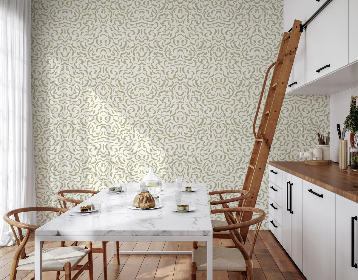 Minimalist Sage Brushstroke Lines Wallpaper⁠