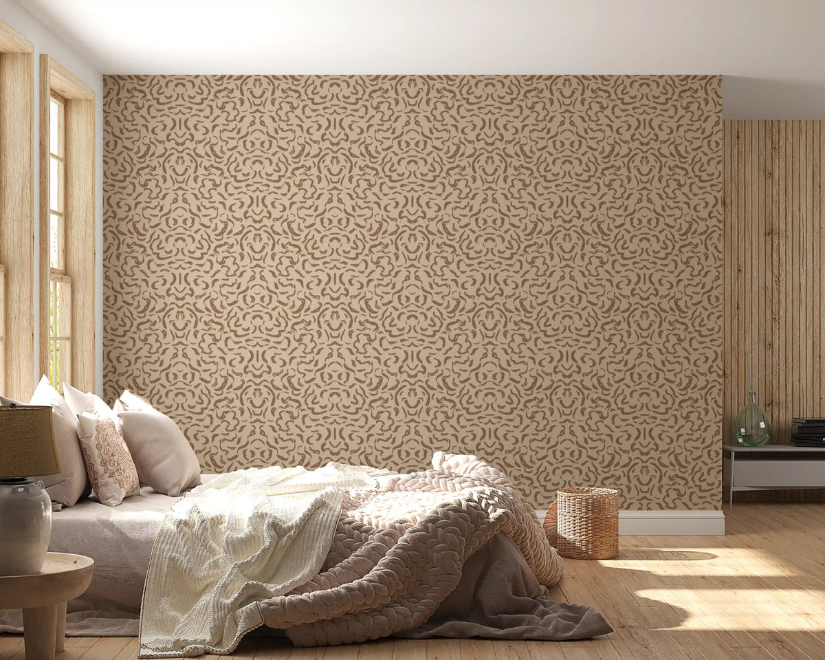 Organic Mocha Brushstroke Pattern Wallpaper⁠