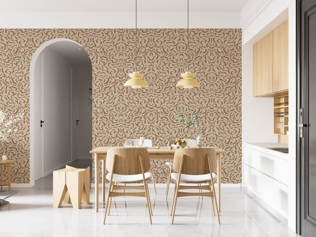 Organic Mocha Brushstroke Pattern Wallpaper⁠