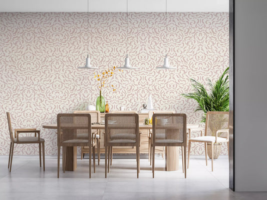 Abstract Blush Rhythmic Flourish Wallpaper⁠