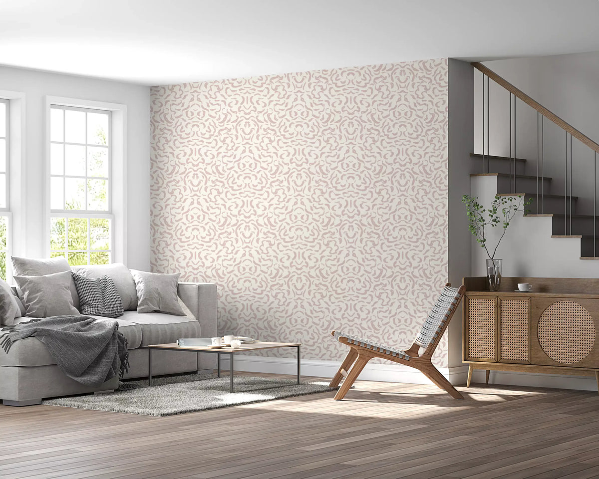 Abstract Blush Rhythmic Flourish Wallpaper⁠