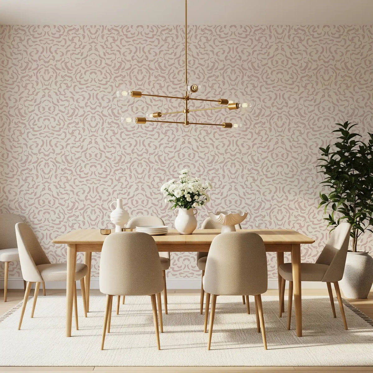 Abstract Blush Rhythmic Flourish Wallpaper⁠