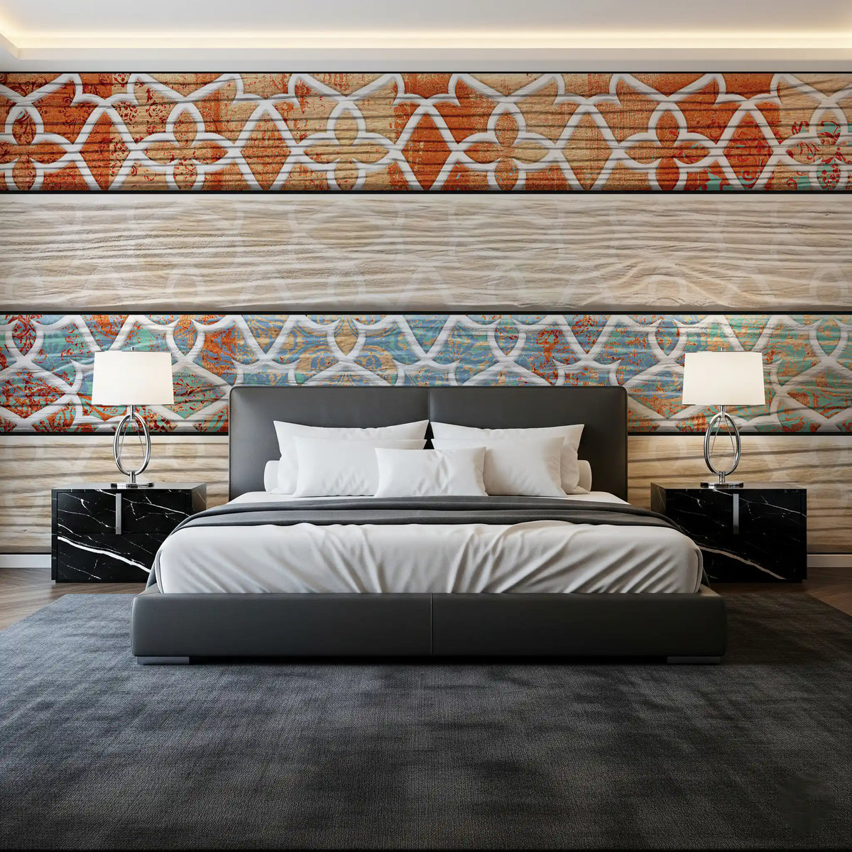 Vintage Turquoise Rust Geometric Wallpaper Wall Mural