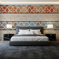 Vintage Turquoise Rust Geometric Wallpaper Wall Mural