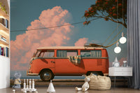 Vintage Coastal Camper Van Escape Wall Mural