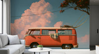 Vintage Coastal Camper Van Escape Wall Mural