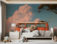 Vintage Coastal Camper Van Escape Wall Mural