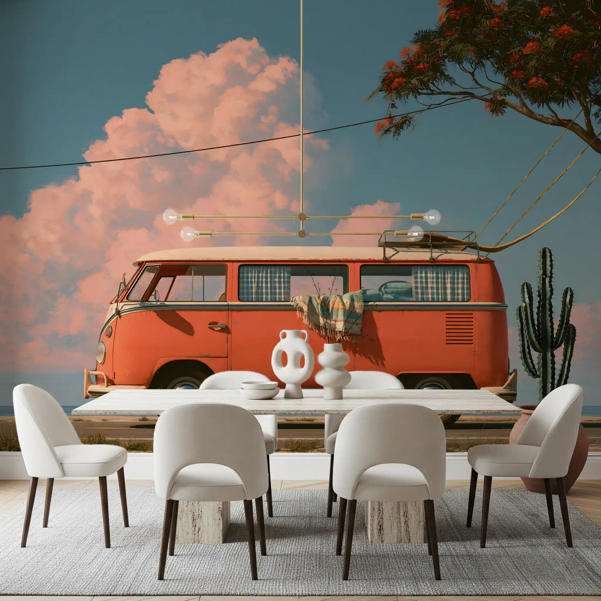 Vintage Coastal Camper Van Escape Wall Mural