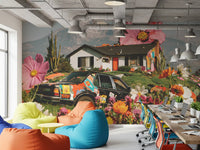 Surreal Alpine Floral Meadow Wall Mural