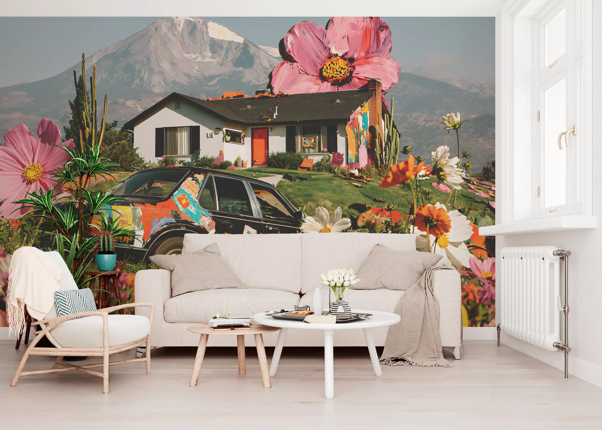 Surreal Alpine Floral Meadow Wall Mural