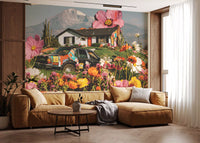 Surreal Alpine Floral Meadow Wall Mural