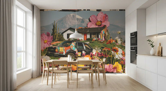 Surreal Alpine Floral Meadow Wall Mural