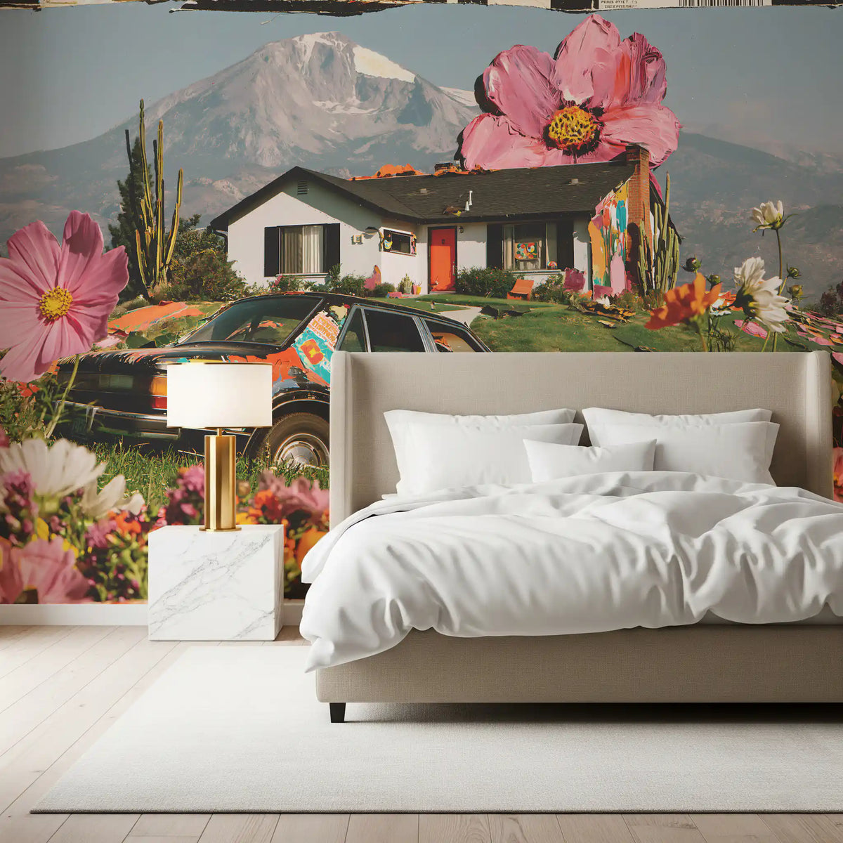 Surreal Alpine Floral Meadow Wall Mural
