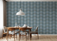 Coastal Blue Geometric Stripe Wallpaper⁠