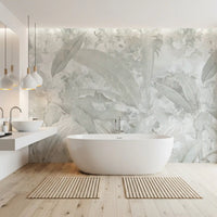 Soft Grey Tropical Botanical Wall Mural Wall Mural