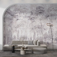 Misty Forest Landscape Dusty Lavender Wall Mural Wall Mural