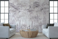 Misty Forest Landscape Dusty Lavender Wall Mural Wall Mural