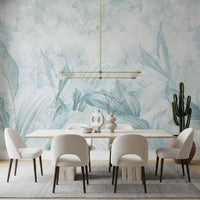 Soft Light Blue Botanical Wall Mural Wall Mural
