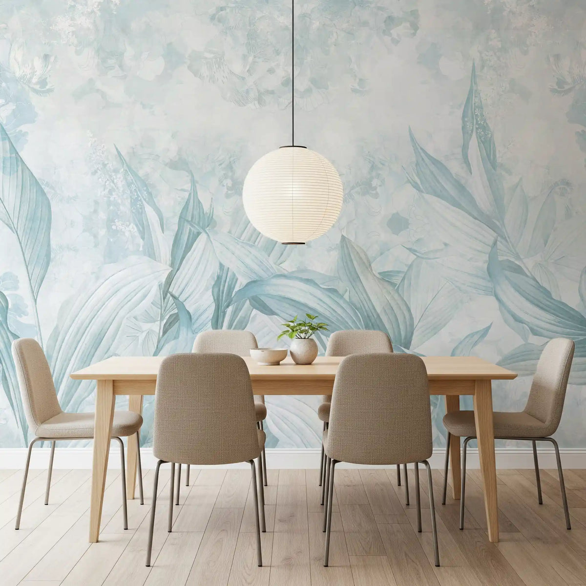 Soft Light Blue Botanical Wall Mural Wall Mural