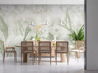 Soft Sage Green Botanical Wall Mural Wall Mural