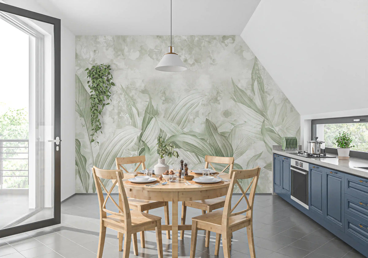Soft Sage Green Botanical Wall Mural Wall Mural