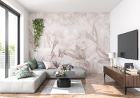 Blush Pink Botanical Leaf Wall Mural Wall Mural