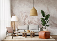 Blush Pink Botanical Leaf Wall Mural Wall Mural
