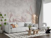 Blush Pink Botanical Leaf Wall Mural Wall Mural